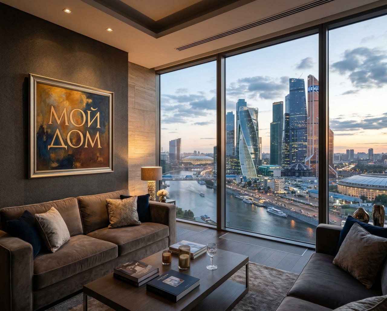 Премиальный интерьер апартаментов с панорамными окнами